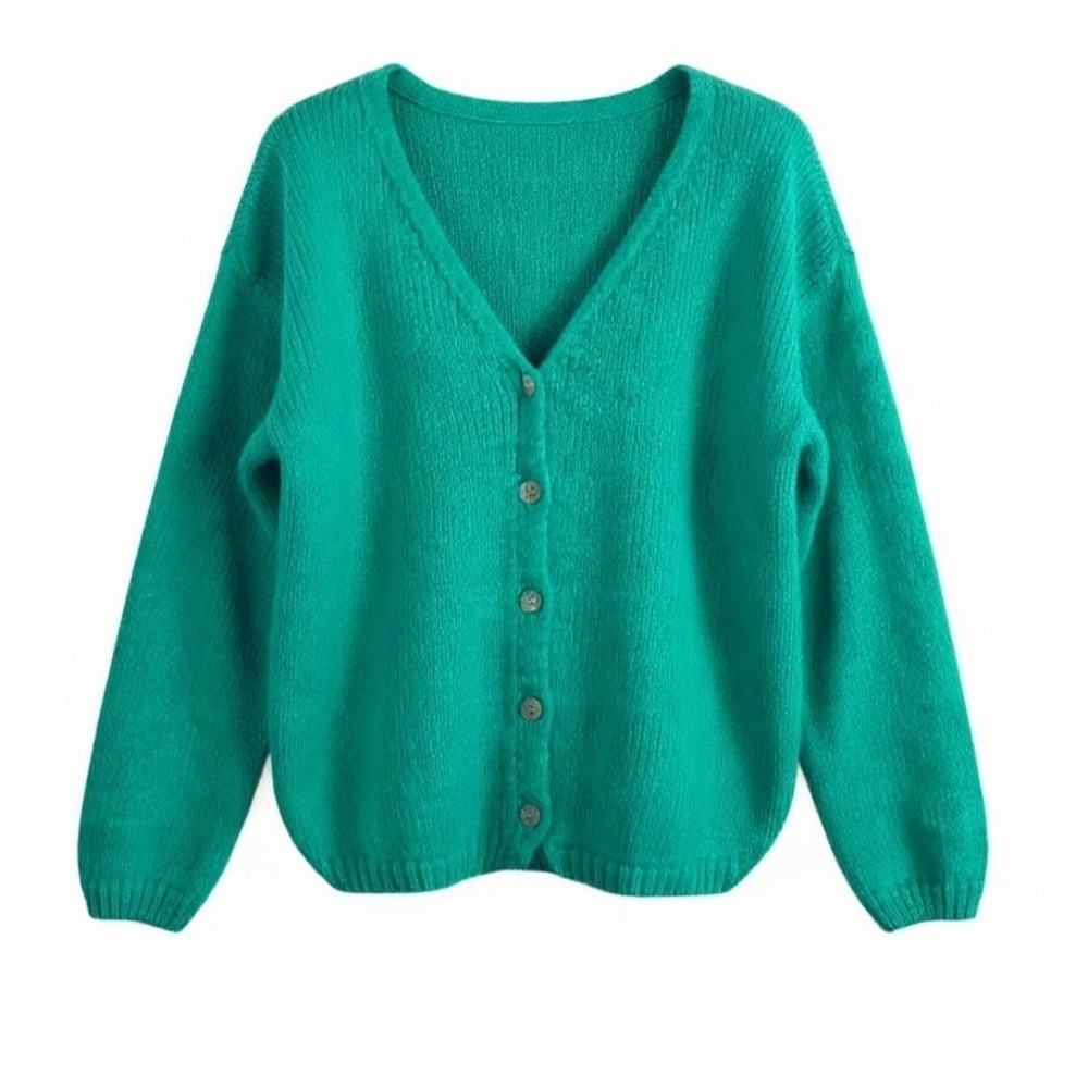 Made in Italy‎ Mohair Blend Knit Cardigan soft quiet luxury 90s Y2K sz M/L